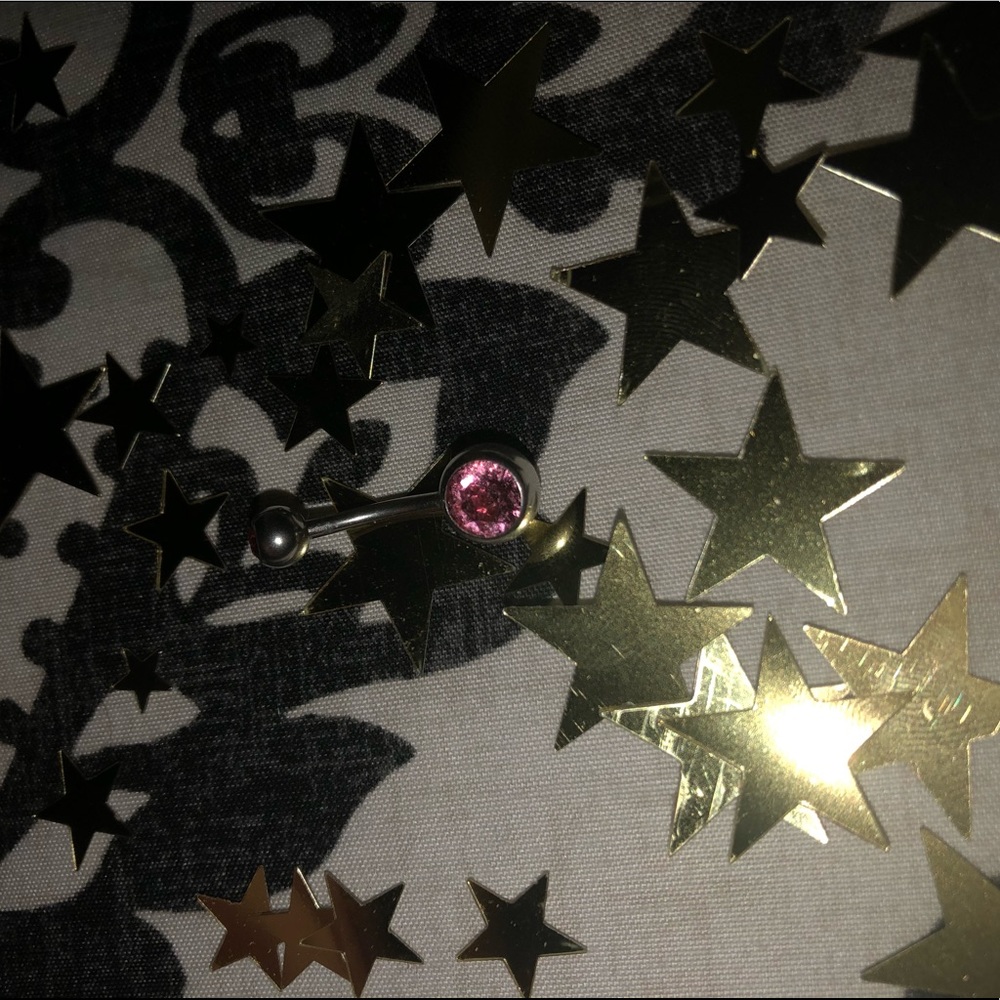 Sweet pink double gem belly ring 🧚🏽‍♀️
